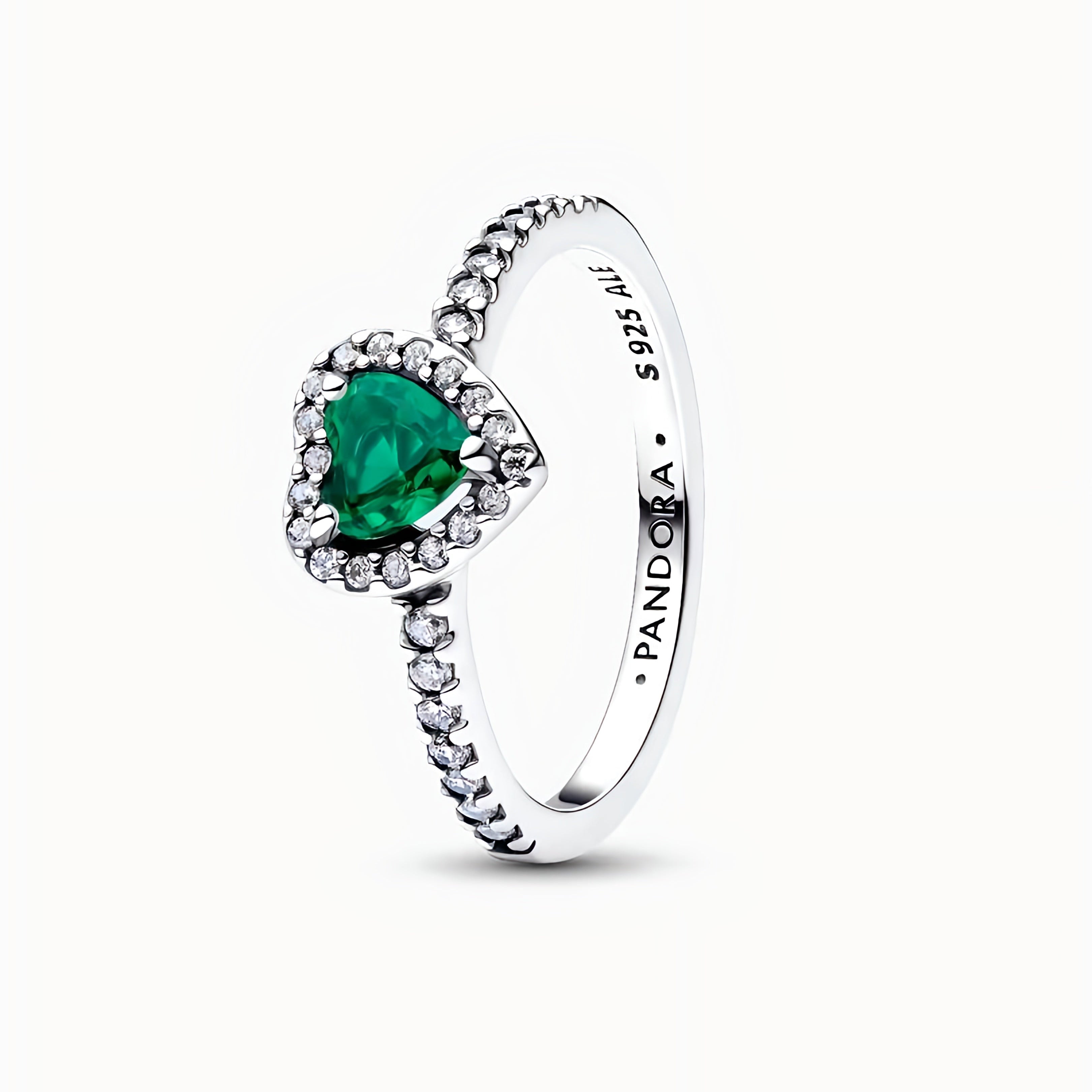 Anillo Corazón Elevado verde