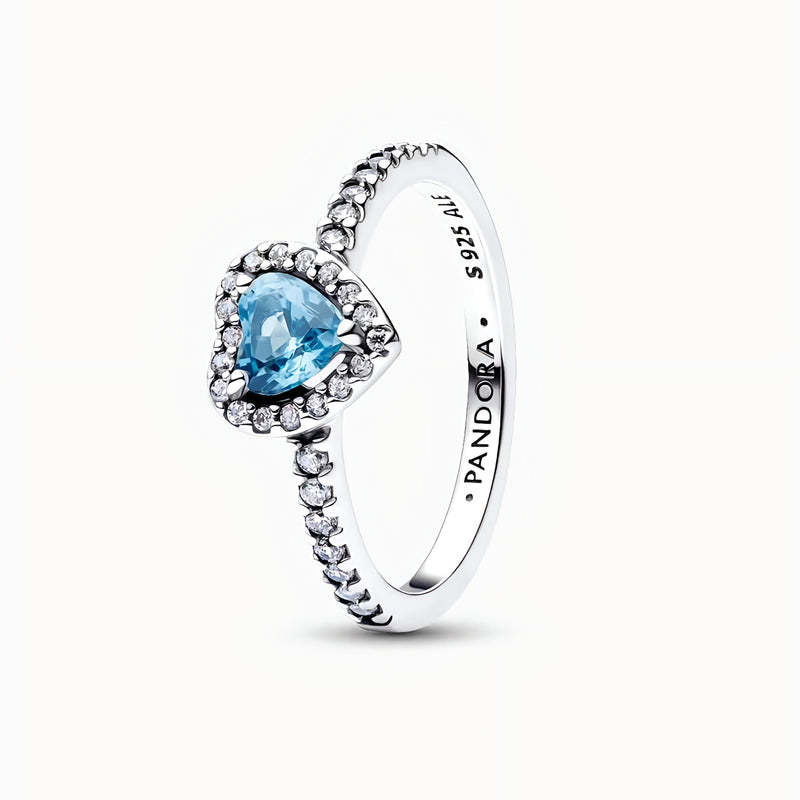 Anillo Corazón Elevado azul brillante