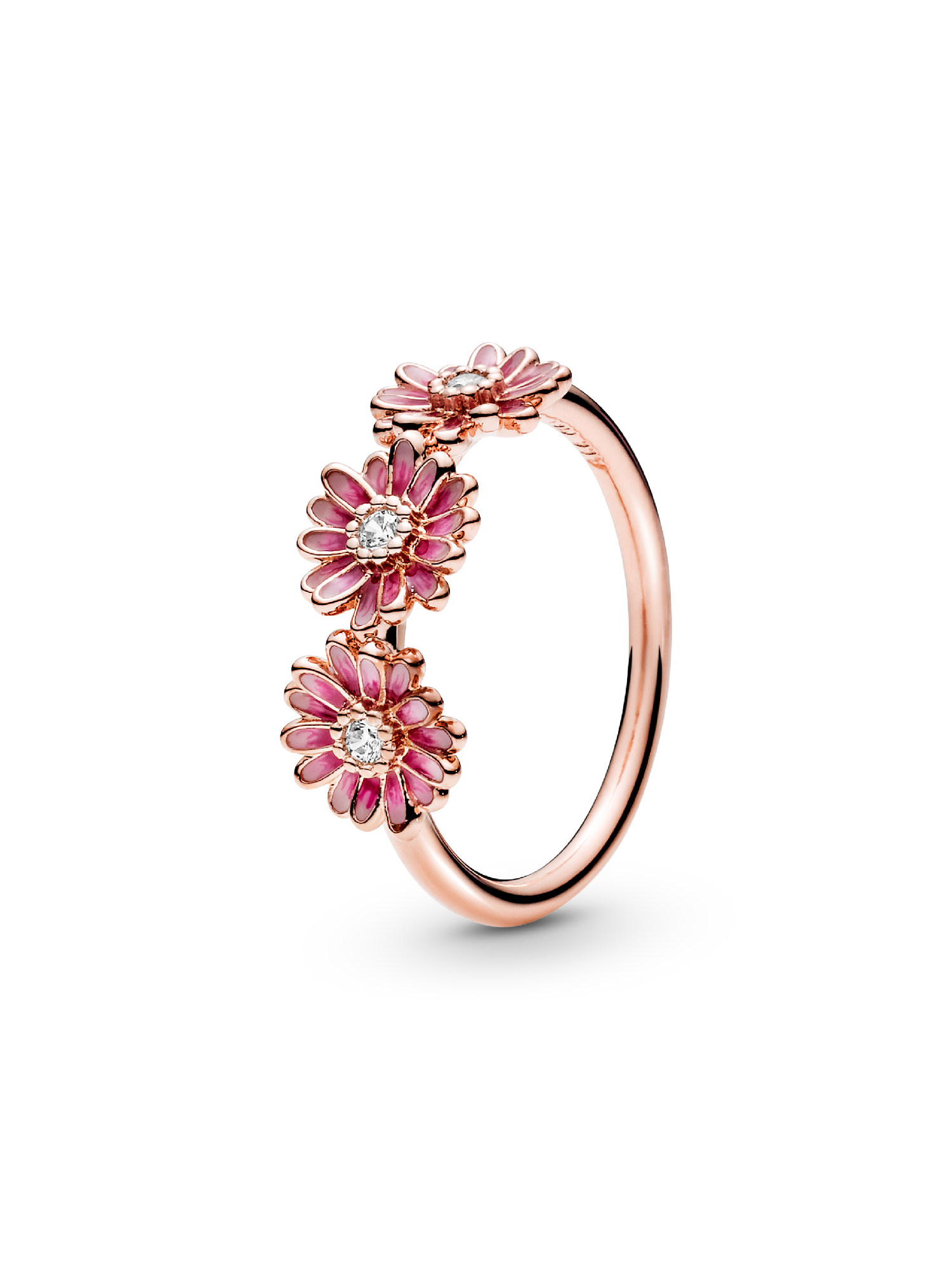 Anillo Pandora Trío de Margaritas Rosas