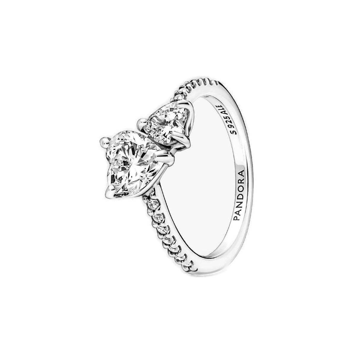Anillo con un recubrimiento de oro de 14k Corazón Doble Brillante