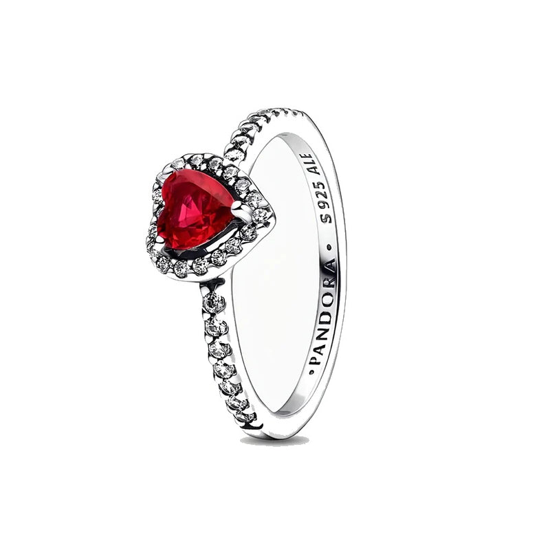 Anillo Corazón Elevado Rojo